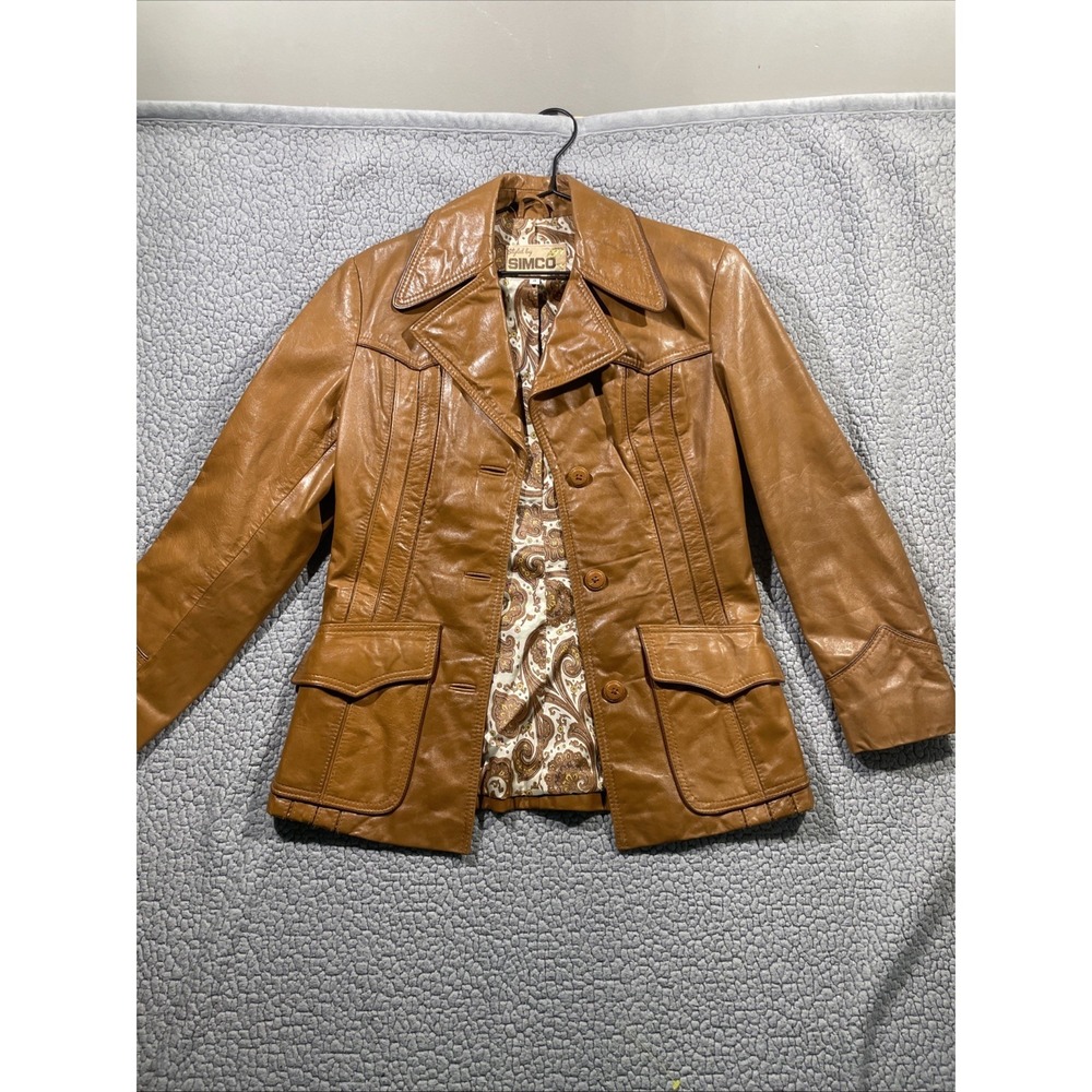 vintage Simco women's brown leather jacket Size 8